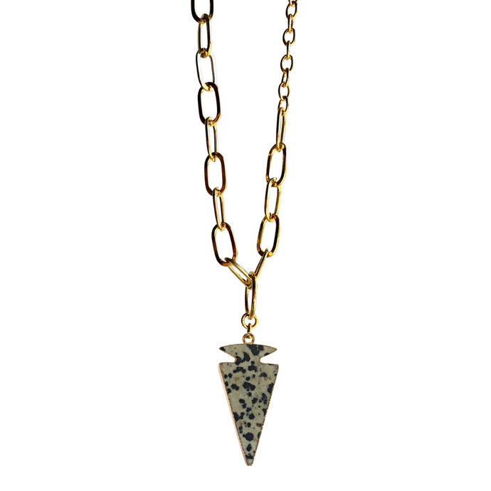 Valiant Necklace in Gold/Dalmatian Jasper