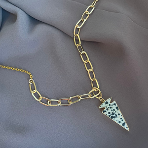 Valiant Necklace in Gold/Dalmatian Jasper