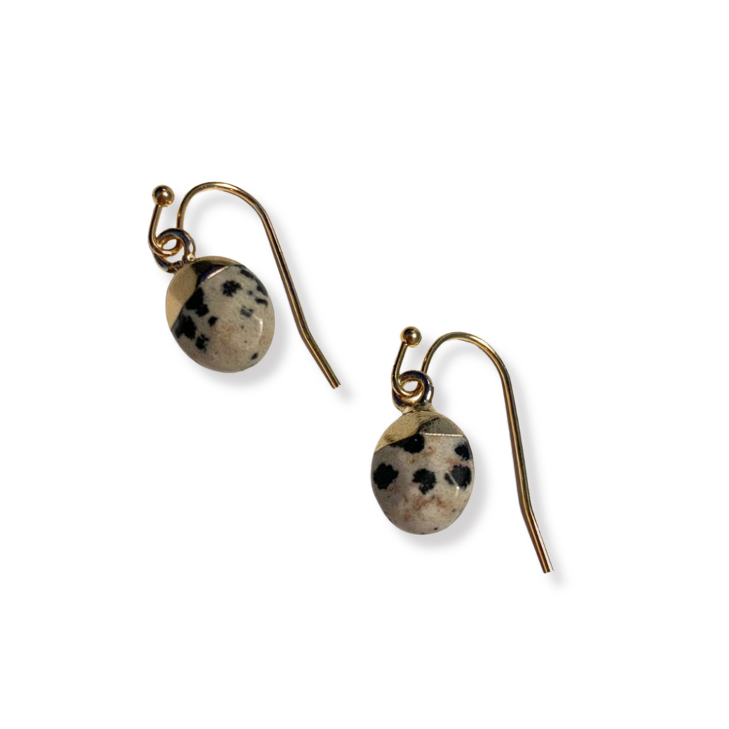 Regal Earrings in Dalmatian Jasper
