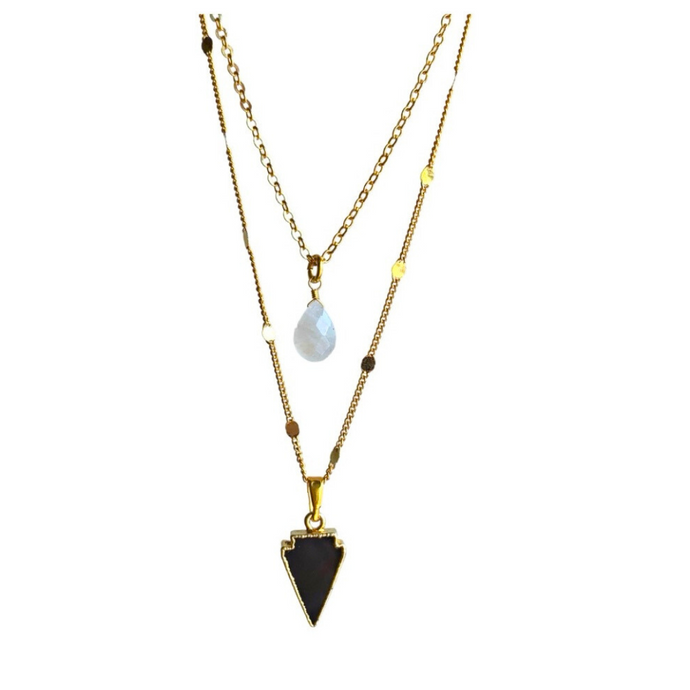 Radiant Necklace Set in Onyx/Moonstone